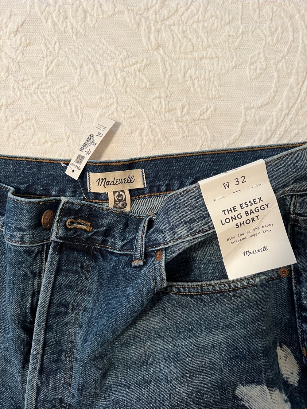 Madewell The Essex Long Baggy Short - Blue Denim